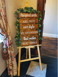 rustic wedding ceremony seating sign