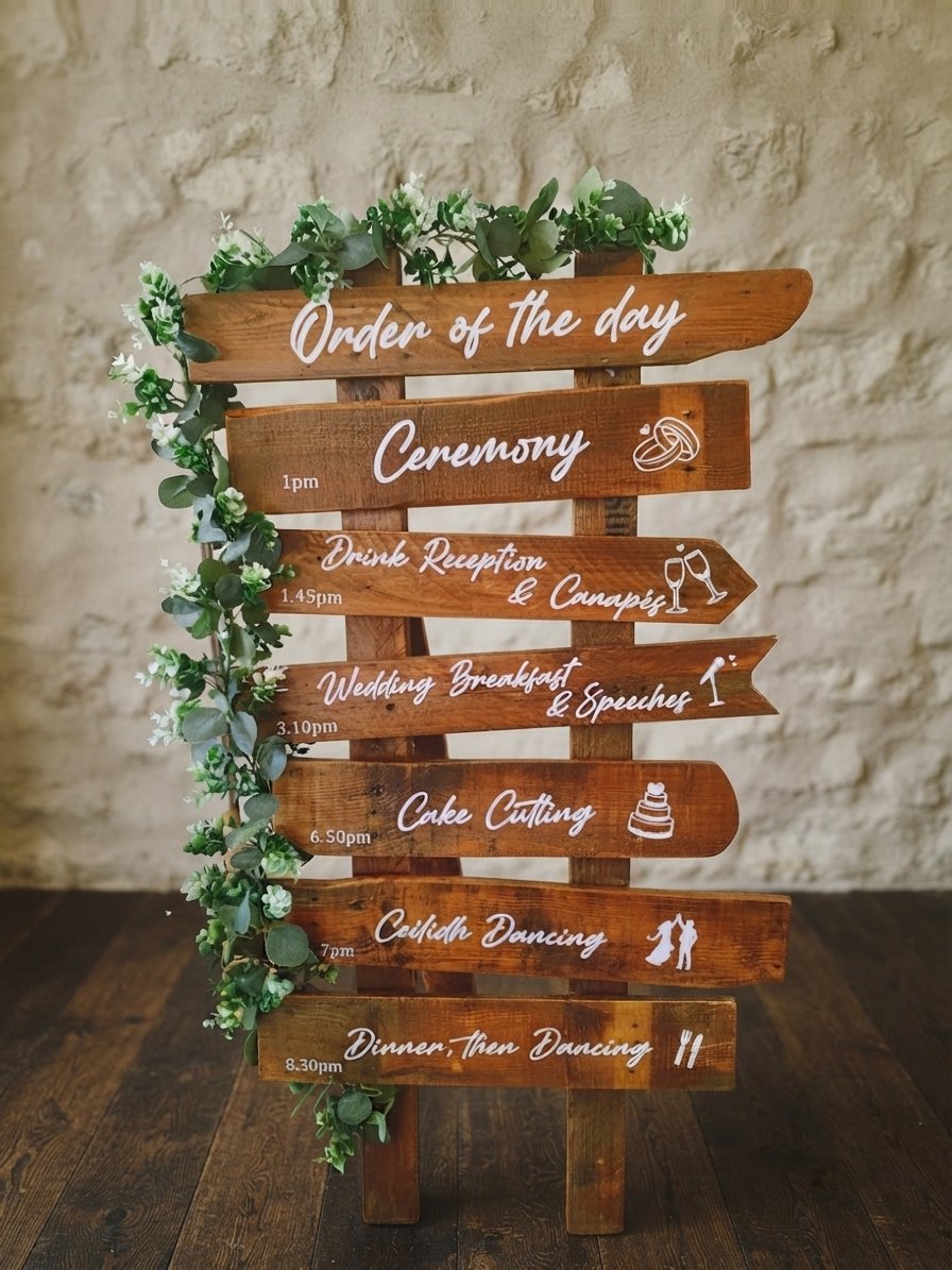 Rustic Wooden Order of the Day Sign - Natural Oak