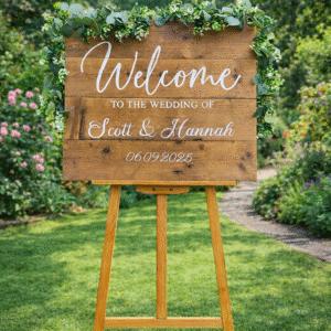 Welcome Sign - Natural Oak - Hire