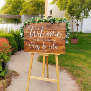 boho pallet wood welcome to our wedding sign