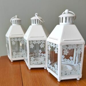 White Floral Glass Lanterns