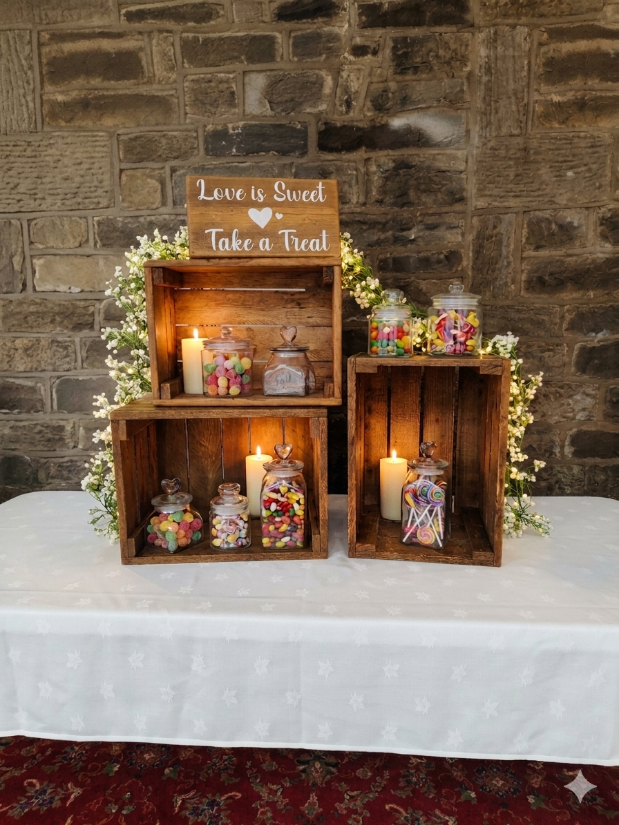 Rustic Wooden Crate Sweet Station