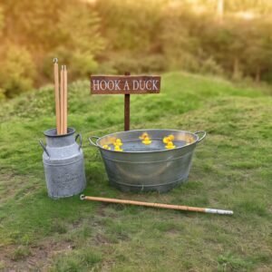 hook a duck wedding game in a rustic tin tub