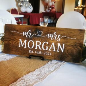 personalised top table sign for weddings table display