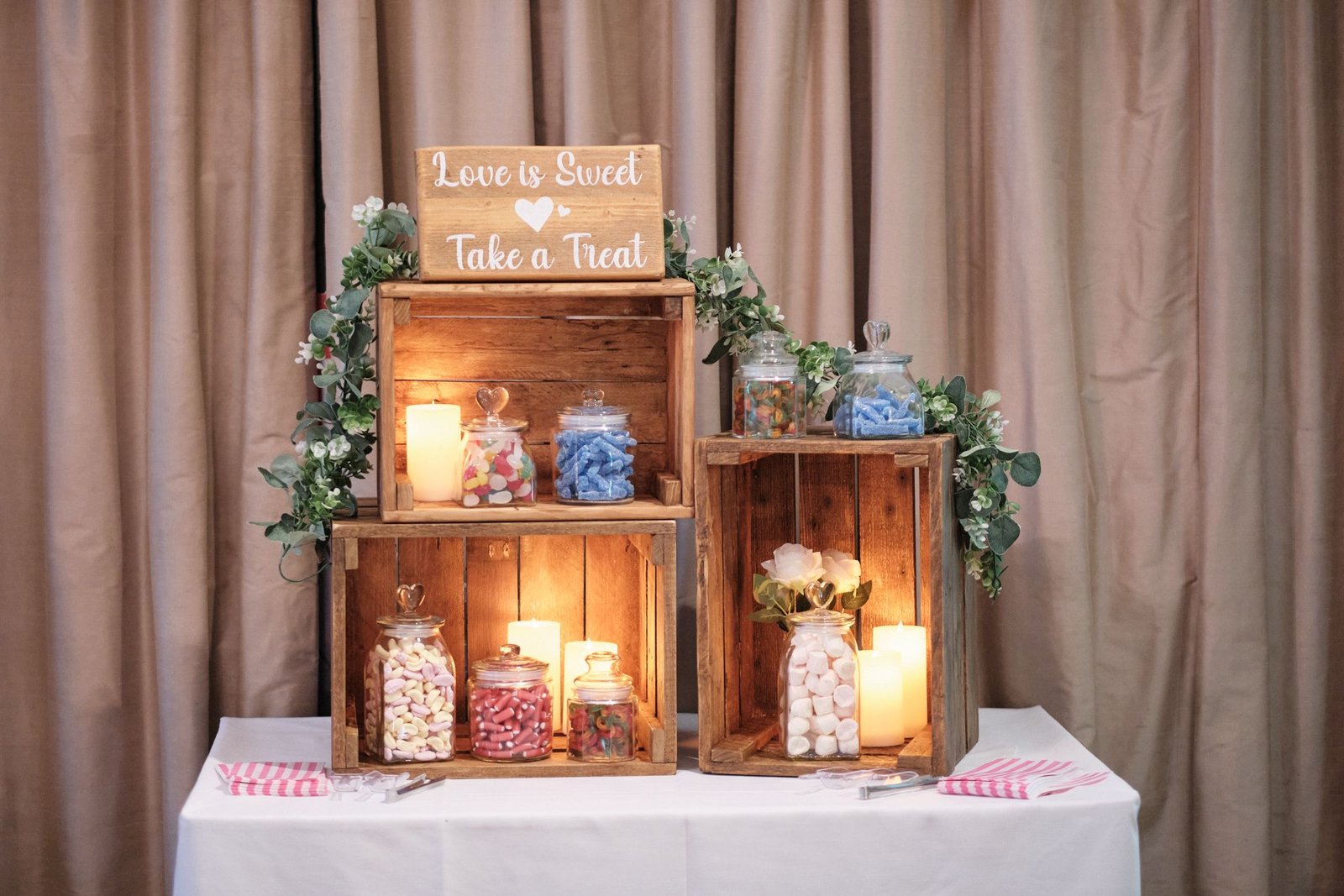 Rustic Wooden Crate Sweet Station - Image 5