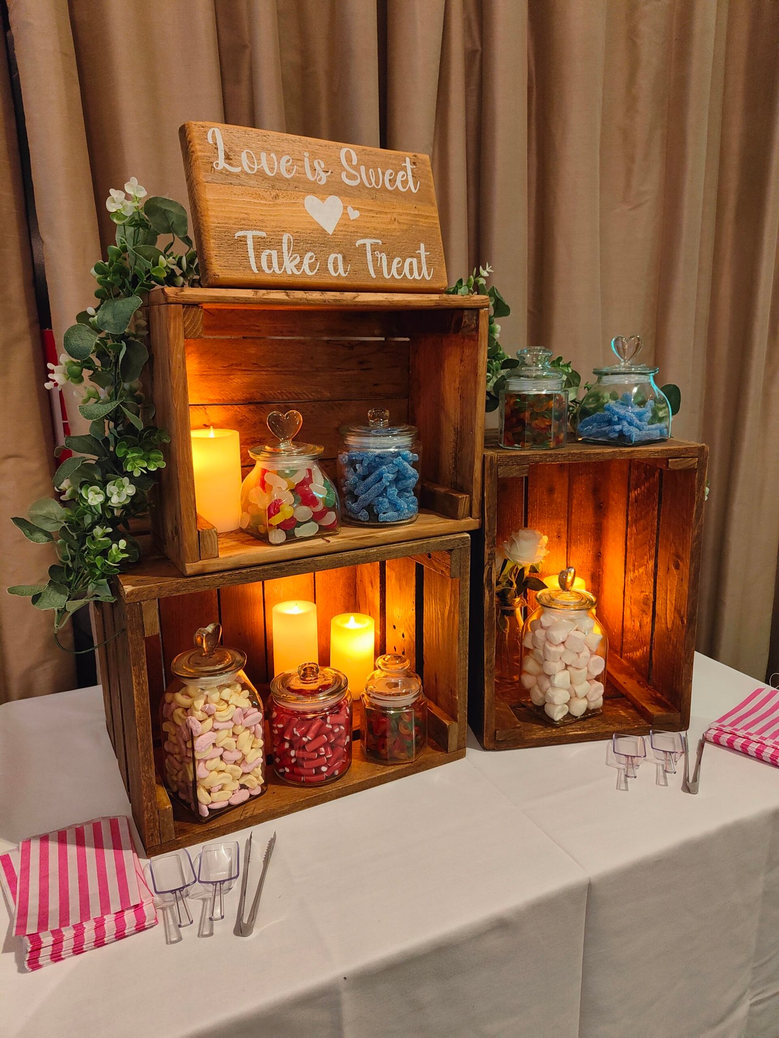 Rustic Wooden Crate Sweet Station - Image 2