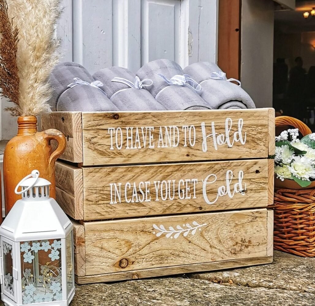 wooden rustic blanket box for weddings