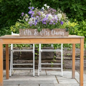 Personalised Rustic Wooden Top Table Planter Box - Custom Wedding Floral Centerpiece