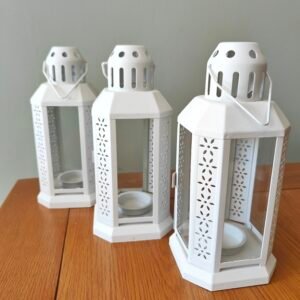 White Cut-Out Glass Lanterns
