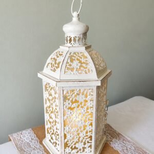 Vintage White Floral Domed Lantern