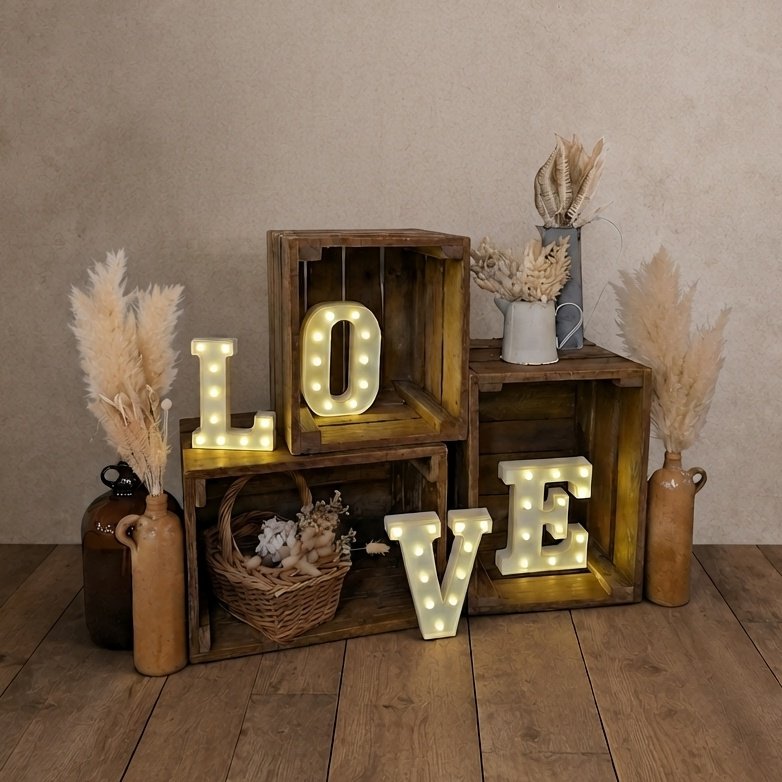 Rustic Light-Up "LOVE" Crate Display - Image 2