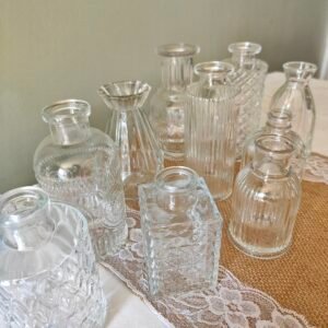 Vintage Mismatched Clear Glass Bud Vases