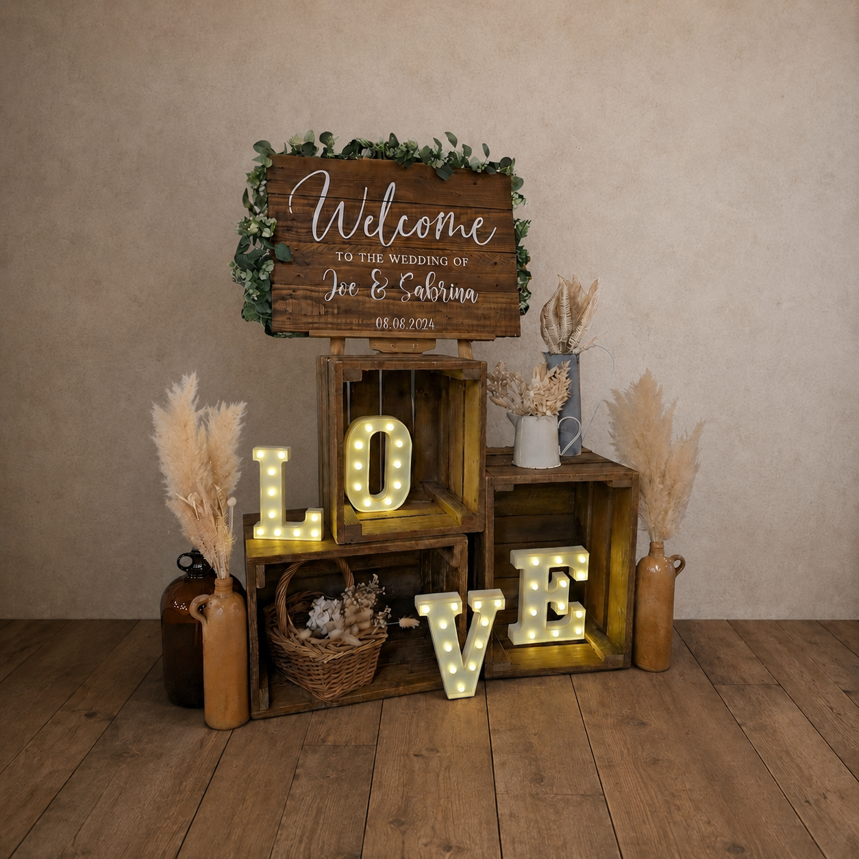 Rustic Light-Up "LOVE" Crate Display - Image 3