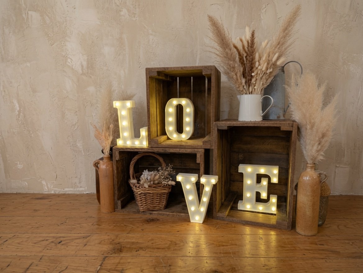 Rustic Light-Up "LOVE" Crate Display